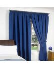 Pencil Pleat Thermal Blackout Fully Lined Curtains - Blue 66x72