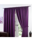 Pencil Pleat Thermal Blackout Fully Lined Curtains - Plum 46x72