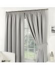 Thermal Pencil Pleat Blackout PAIR Curtains Ready Made Fully Lined Silver 66x72