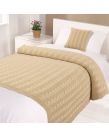 Highams Cable Knit 100% Cotton Throw - Natural Beige 