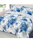 Floral Reversible King Size Cover With Pillowcase Set Blue/White