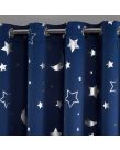Dreamscene Star Blackout Galaxy Kids Curtains - Navy Blue