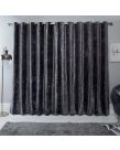 Sienna Home Crushed Velvet Eyelet Curtains - Charcoal Grey 66" x 72"
