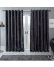 Sienna Home Crushed Velvet Eyelet Curtains - Charcoal Grey 46" x 54"