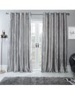 Sienna Home Crushed Velvet Eyelet Curtains - Silver 90" x 72"