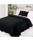 Quilted Embossed Bedspread with Cushions Set -Black