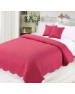 Quilted Embossed Bedspread with Cushions Set -Raspberry