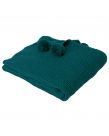 Dreamscene Large Chunky Knit Pom Pom Throw, Teal Green - 150 x 180cm