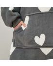 Dreamscene Heart Print Hoodie Blanket - Charcoal