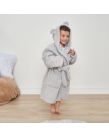 Dreamscene Kids Teddy Fleece Bear Ears Dressing Gown - Grey