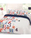 Duvet Cover with Pillowcase Bedding Set Digit Blue Yellow - Double