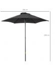Outsunny Patio Parasol Umbrella, Black - 1.96m