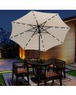 Outsunny 24 LED Solar Powered Parasol Umbrella, Cream - 2.7m