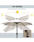Outsunny 24 LED Solar Powered Parasol Umbrella, Cream - 2.7m