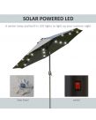 Outsunny 24 LED Solar Powered Parasol Umbrella, Charcoal - 2.7m