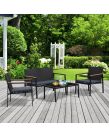 Outsunny Rattan Sofa And Chairs Set, 4 Piece - Black