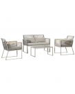 Outsunny Wicker Sofa Set With Tempered Glass Table, Grey - 4 Seater