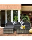 Outsunny Rattan Garden Sectional Sofa Set, Grey - 4 Seater