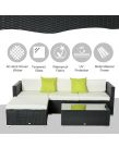 Outsunny Rattan Garden Sectional Sofa Set, Black - 4 Seater