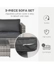 Outsunny Rattan Corner Sofa Set With Coffee Table, Grey - 4 Seater