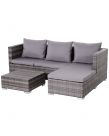 Outsunny Rattan L Shaped Sofa Set, Grey - 4 Seater