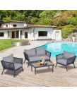Outsunny Wicker Rattan Sofa Set With Coffee Table, Charcoal - 4 Seater