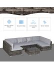 Outsunny Wicker Rattan Sectional Sofa Furniture Set, Grey - 6 Seater