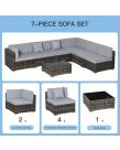 Outsunny Wicker Rattan Sectional Sofa Furniture Set, Grey - 6 Seater