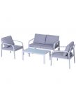 Outsunny Pe Rattan Table And Chairs Set, 4 Seater - White/Grey