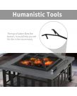 Outsunny Square Metal Fire Pit With Cover - Black/Grey
