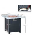 Outsunny Square Propane Gas Fire Pit Table - Black/Grey