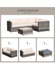 Outsunny Rattan Corner Sofa Set With Coffee Table, Grey/Beige - 4 Seater