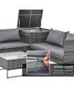 Outsunny Rattan Garden Furniture Sofa Set, Mixed Grey - 4 Seater