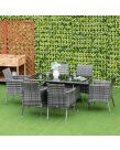 Outsunny Rattan Garden Furniture Dining Set, Grey - 7Pc