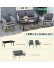 Outsunny Patio Sofa Set With Loveseat, Grey - 5 Seater
