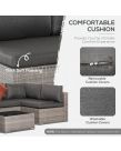 Outsunny Wicker Rattan Sofa Set With Coffee Table, Grey - 6 Seater