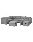 Outsunny Rattan Corner Sofa Set With Table & Footstools, Grey - 8 Seater