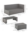 Outsunny Rattan Corner Sofa Set With Table & Footstools, Grey - 8 Seater