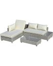 Outsunny Rattan Sofa Set With Chaise & Adjustable Backrest, Mixed Grey - 5 Seater
