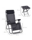 Outsunny Zero-Gravity Chairs With Foldable Table, Black - 2 Chairs