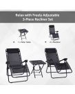 Outsunny Zero-Gravity Chairs With Foldable Table, Black - 2 Chairs