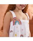 Dreamscene Kids Rainbow Print Towel Dress, White - One Size