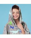 Dreamscene Kids Dinosaur Print Towel Poncho, Grey - One Size