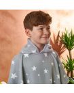 Dreamscene Star Print Hooded Towel Poncho, Grey - One Size
