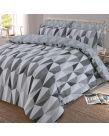 Dreamscene Billie Duvet Cover with Pillowcase Reversible Geometric Triangle Bedding Set, Black Grey Silver - Superking