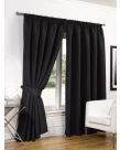 Faux Silk Blackout Curtains - Black
