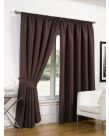 Luxury Faux Silk Blackout Curtains Including Tiebacks - Chocolate 66x54