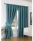 Luxury Faux Silk Blackout Curtains Including Tiebacks - Teal 66"X72"