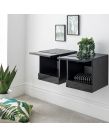 Galicia Pair Of Wall Hanging Bedside Tables - Black