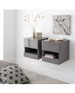 Galicia Pair Of Wall Hanging Bedside Tables - Grey